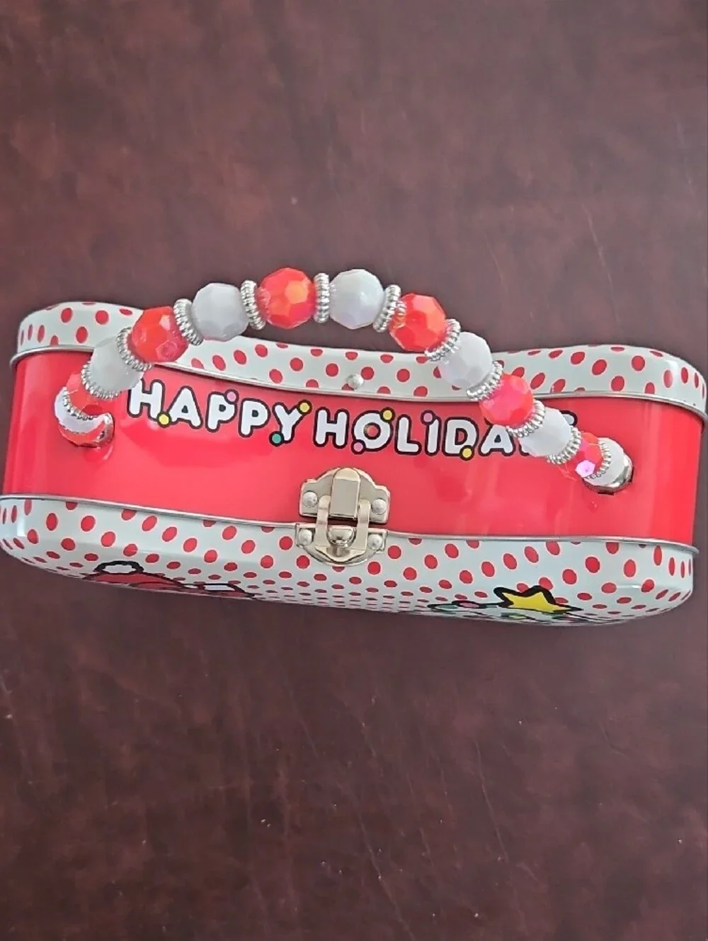 Hello Kitty Red White Green Holiday Tin Handbag